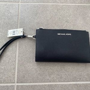 michael kors jet set travel lg double wristlet - brand new with tags